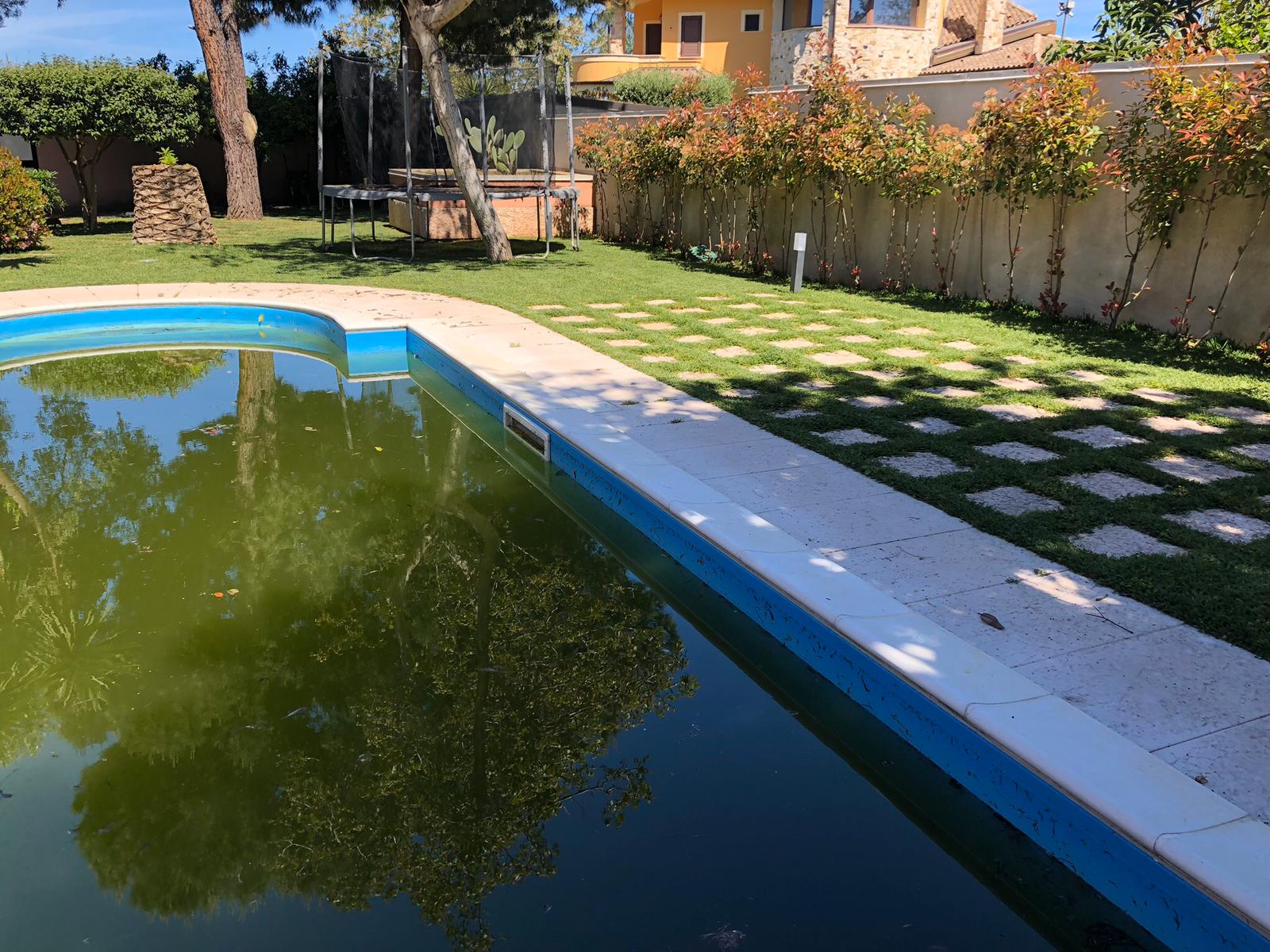 piscina con giardino